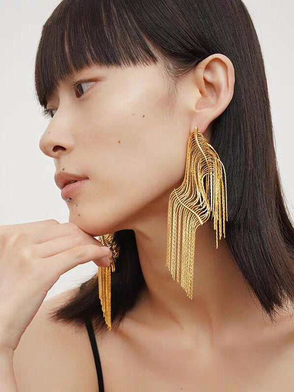 Solid Color Tasseled Drop Earrings