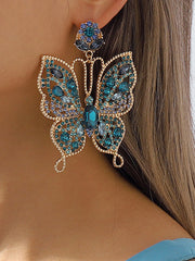 Butterfly Shape Rhine Stones Drop Earrings