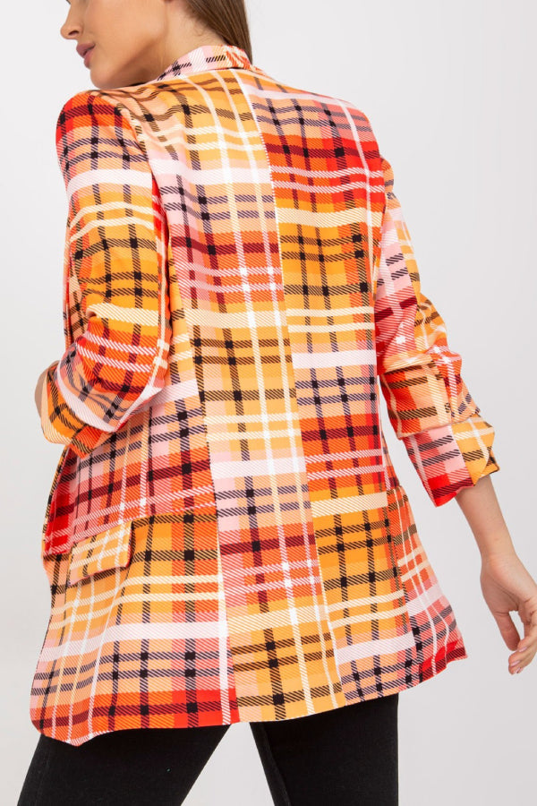 Casual Blazer For Women Color Plaid Long Sleeve Open Front Work Office Suit Jacket With Pocket