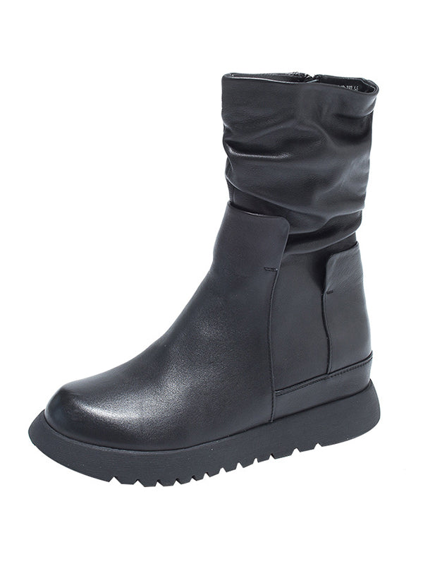 Leisure Fashion Solid Leather Martin Boots