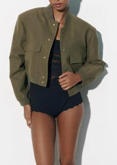 Urban Utility Baseball Jacket - Olive Green