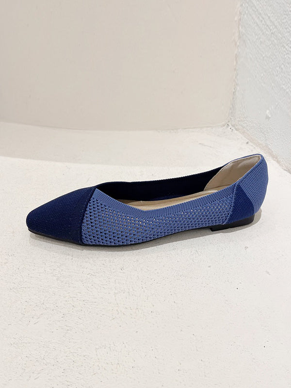 Contrast Color Pointed-Toe Split-Joint V-Cut Flat Shoes Flats