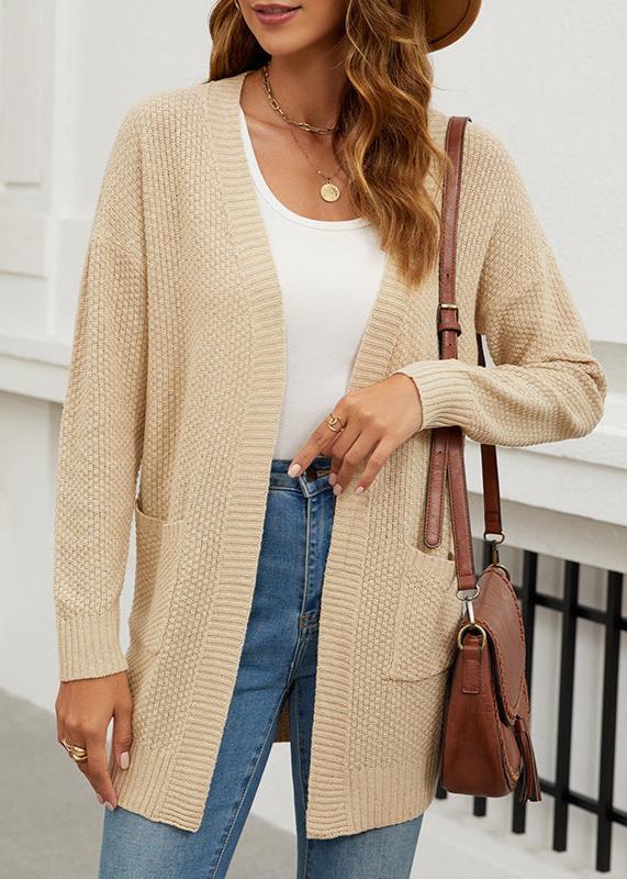 Women's Long Open-Front Knitted Cardigan - Cozy Loose Sweater Coat