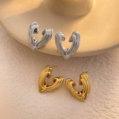 Sculpted Heart Stud Earrings