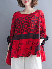 Original Printing Batwing Sleeve T-Shirts Tops