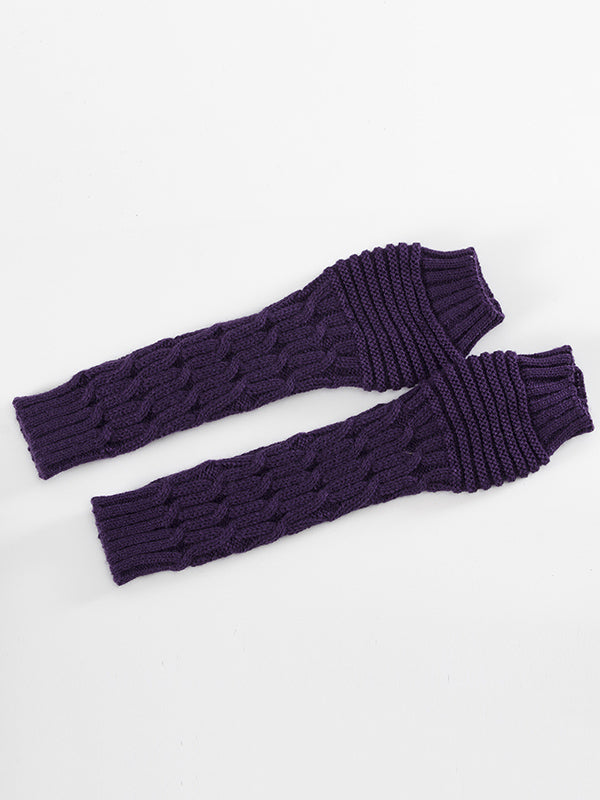 Solid Color Keep Warm Jacquard Knitted Sleevelet