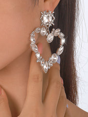 Heart Shape Rhine Stones Drop Earrings