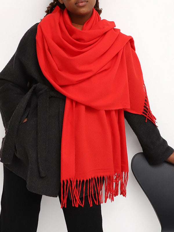 Solid Color Tasseled Shawl&Scarf