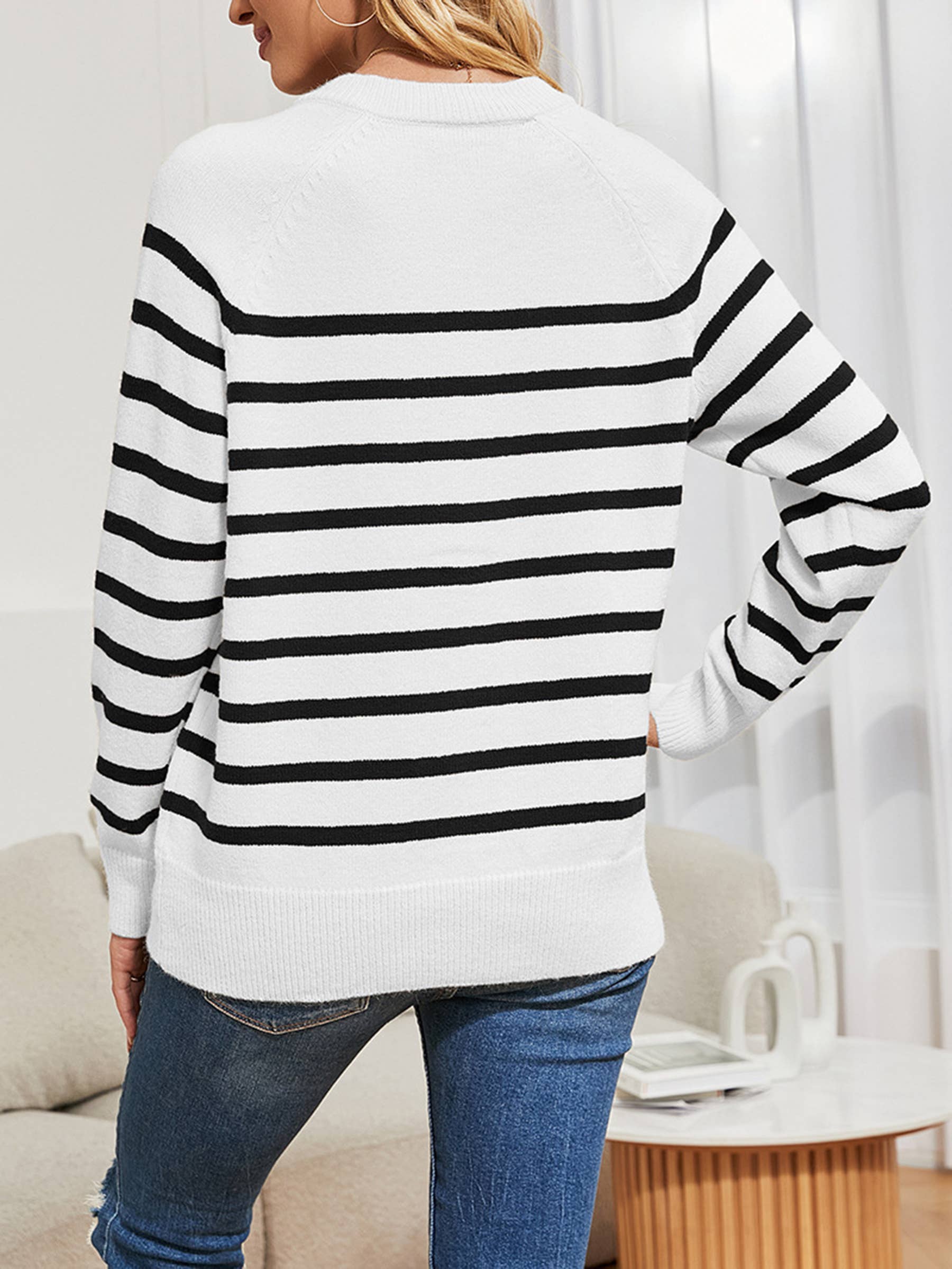 Striped Cardigan Button Top Knit