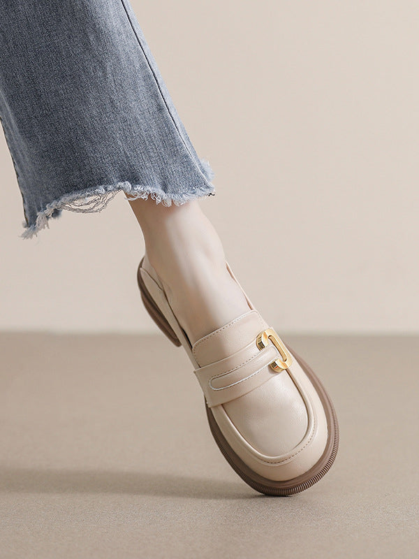 Round-Toe Split-Joint Loafers Platform Shoes