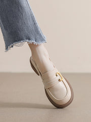 Round-Toe Split-Joint Loafers Platform Shoes