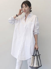 Office Long Sleeves Solid Color Lapel Blouses Shirt Dress