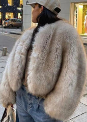 Short Plush Faux Fur Jacket