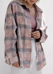 Relaxed Fit Plaid Long Sleeve Shirt – Casual Women's Coat