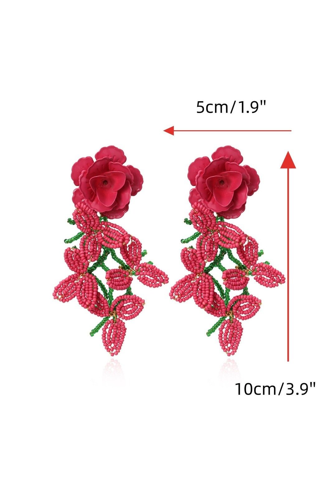 Floral Petal Beaded Tassel Earrings