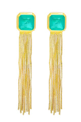 Geometric Gem Tassel Drop Earrings