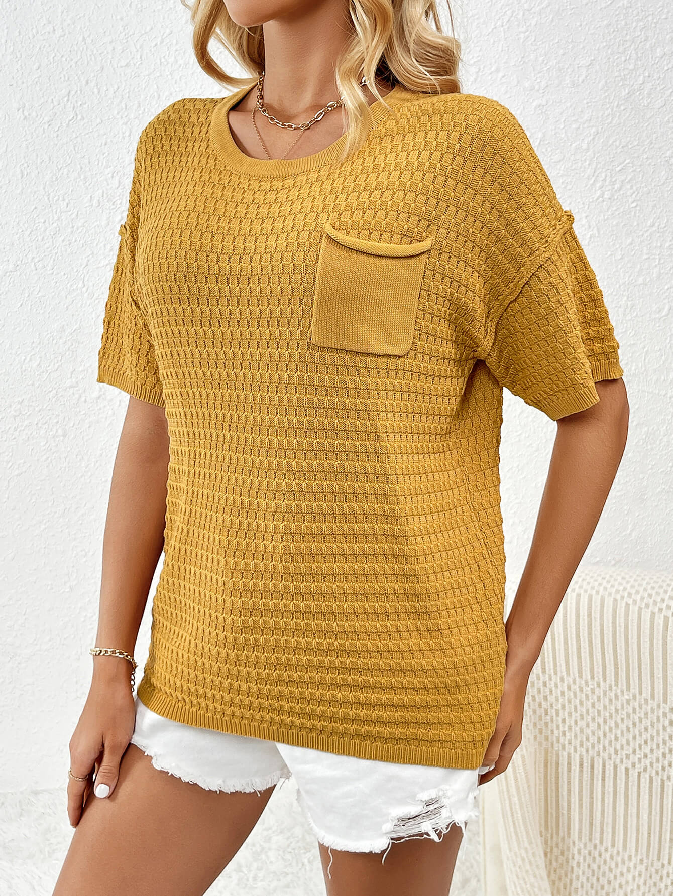 Lettie Short Sleeve Sweater Top - Ginger