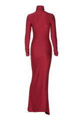 Glamorous Turtleneck Ruched Tie Front Draped Bodycon Formal Maxi Dress