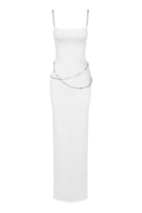 Goddess Chain Link Bandage Knit Sleeveless Bodycon Slip Evening Maxi Dress