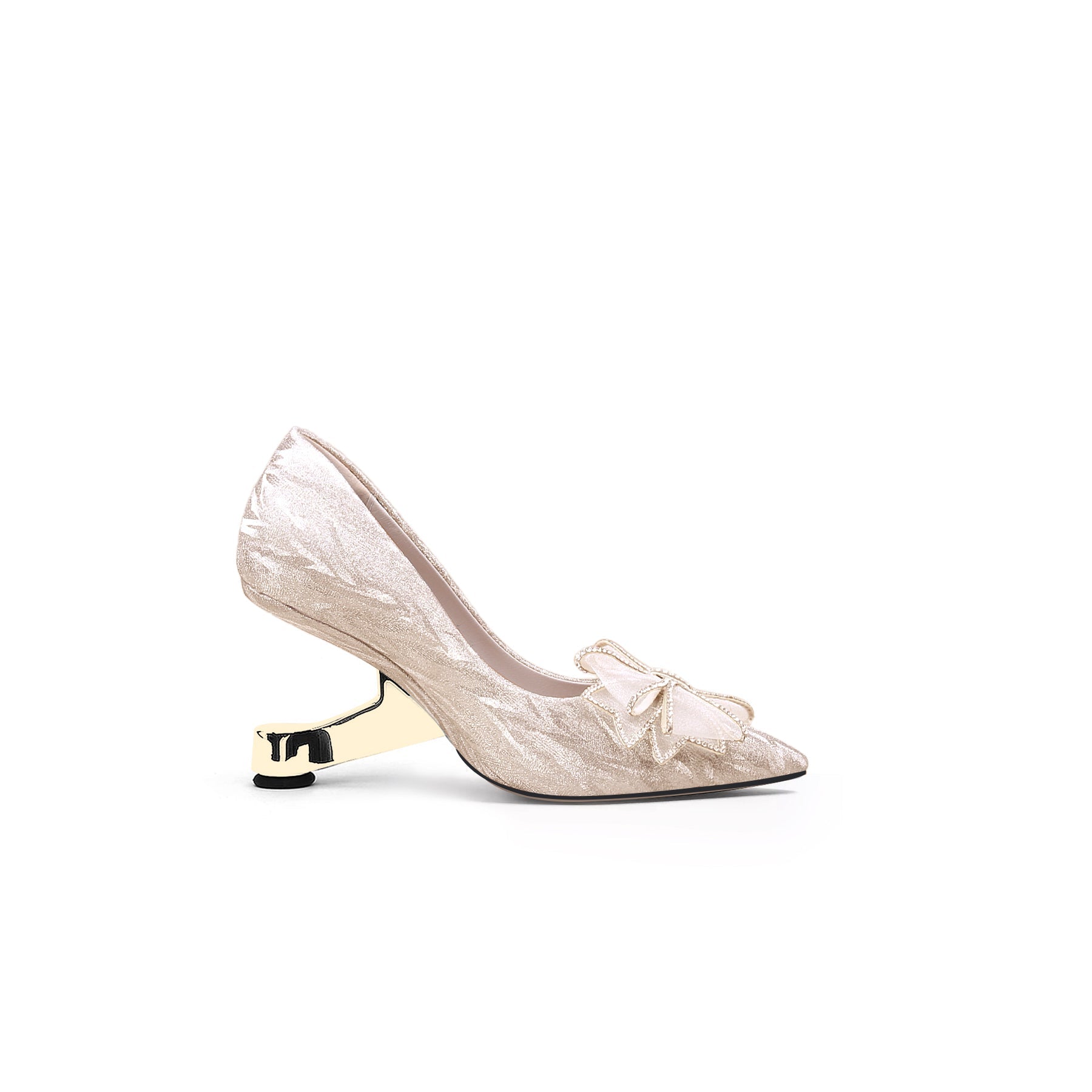 Jady Rose | Bridesmaid Metallic Lace Bow Stilettos - Gold