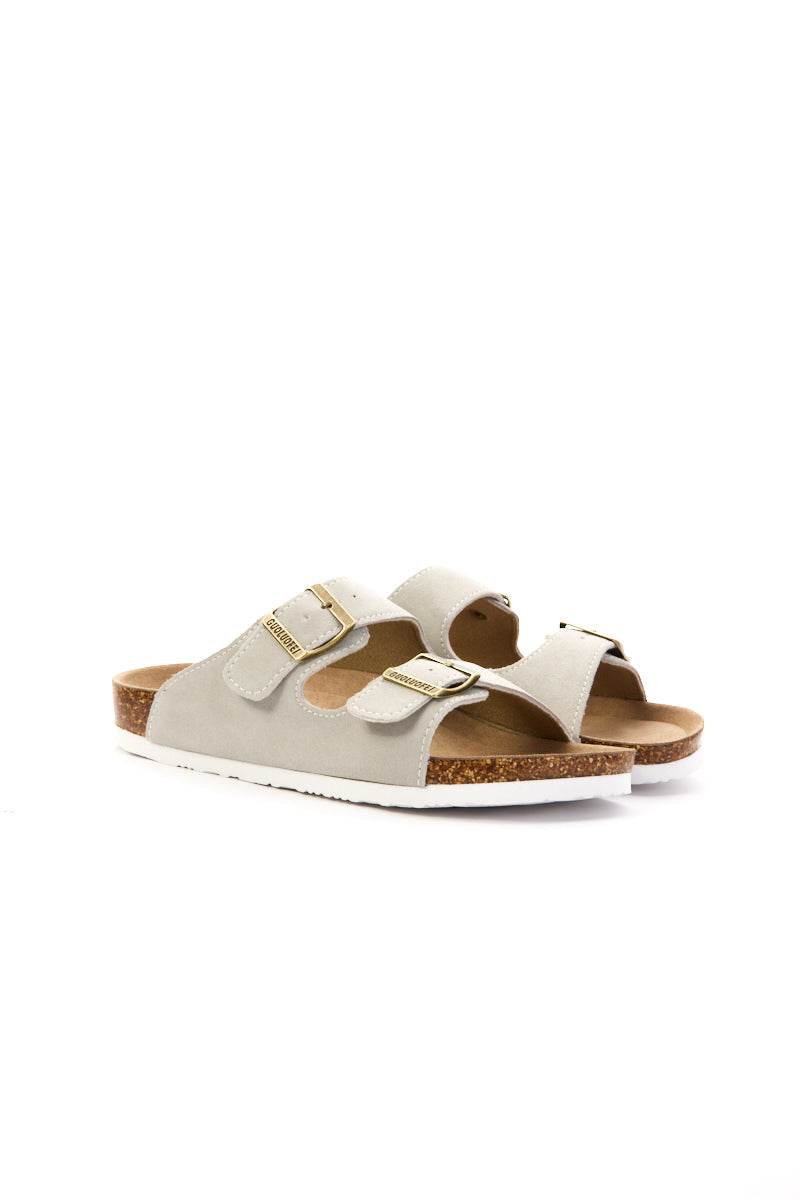 Maibulun | Double Strap Suede Footbed Sandal - Gray