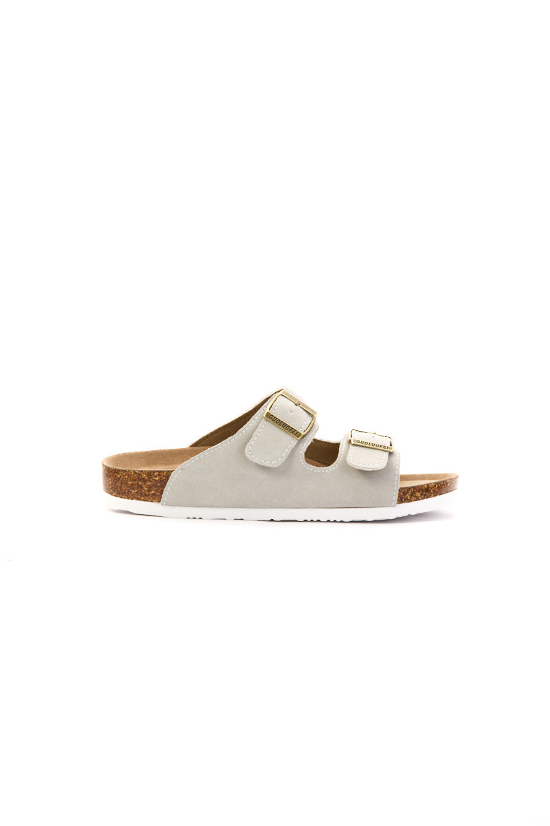 Maibulun | Double Strap Suede Footbed Sandal - Gray