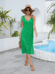 Pool Party Crochet Midi Dress - Green