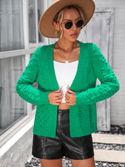 Billie Pom Open Sweater Cardigan - Green