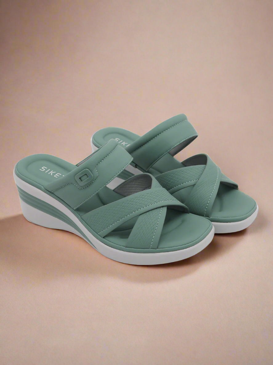 Siketu | Tetra Cushioned Wedge Sandal - Green