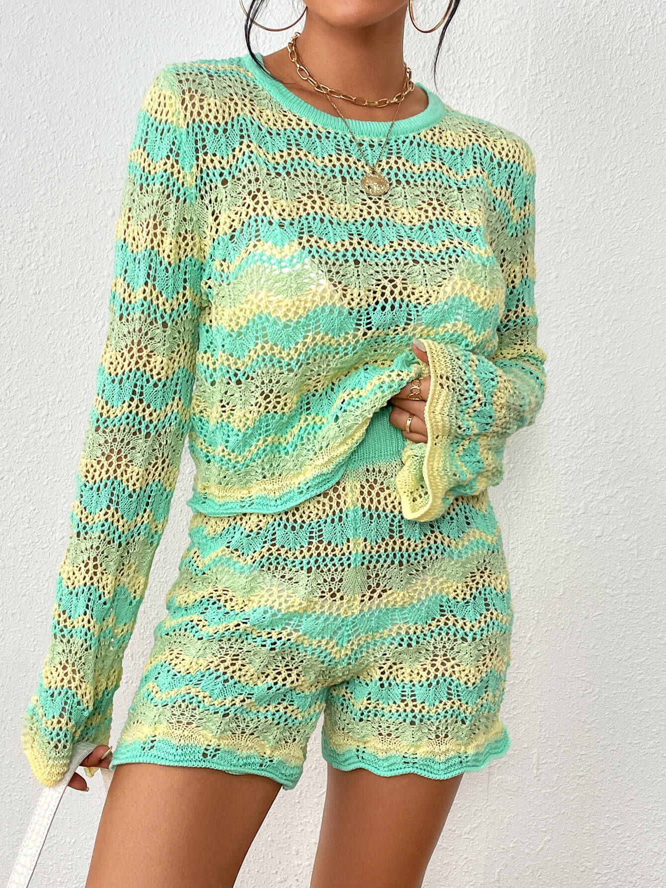 Cali Knit Crochet Matching Set - Green