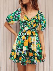 Ellerie Floral Wrap Mini Dress - Green