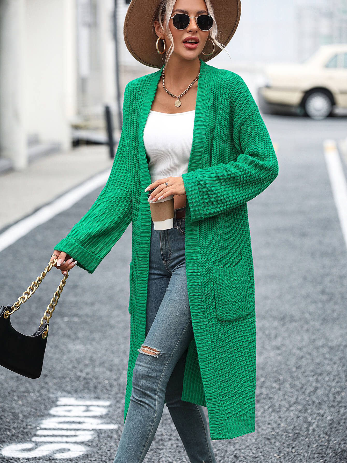 Alexia Pocketed Knit Cardigan - Green