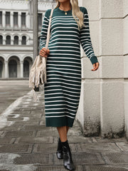 Seville Striped Sweater Midi Dress - Green