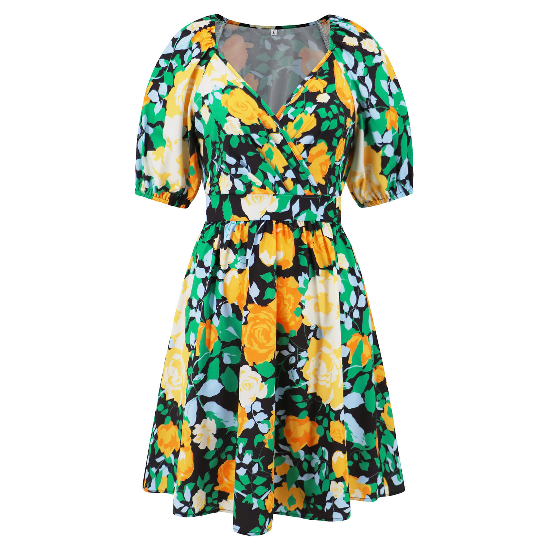 Ellerie Floral Wrap Mini Dress - Green