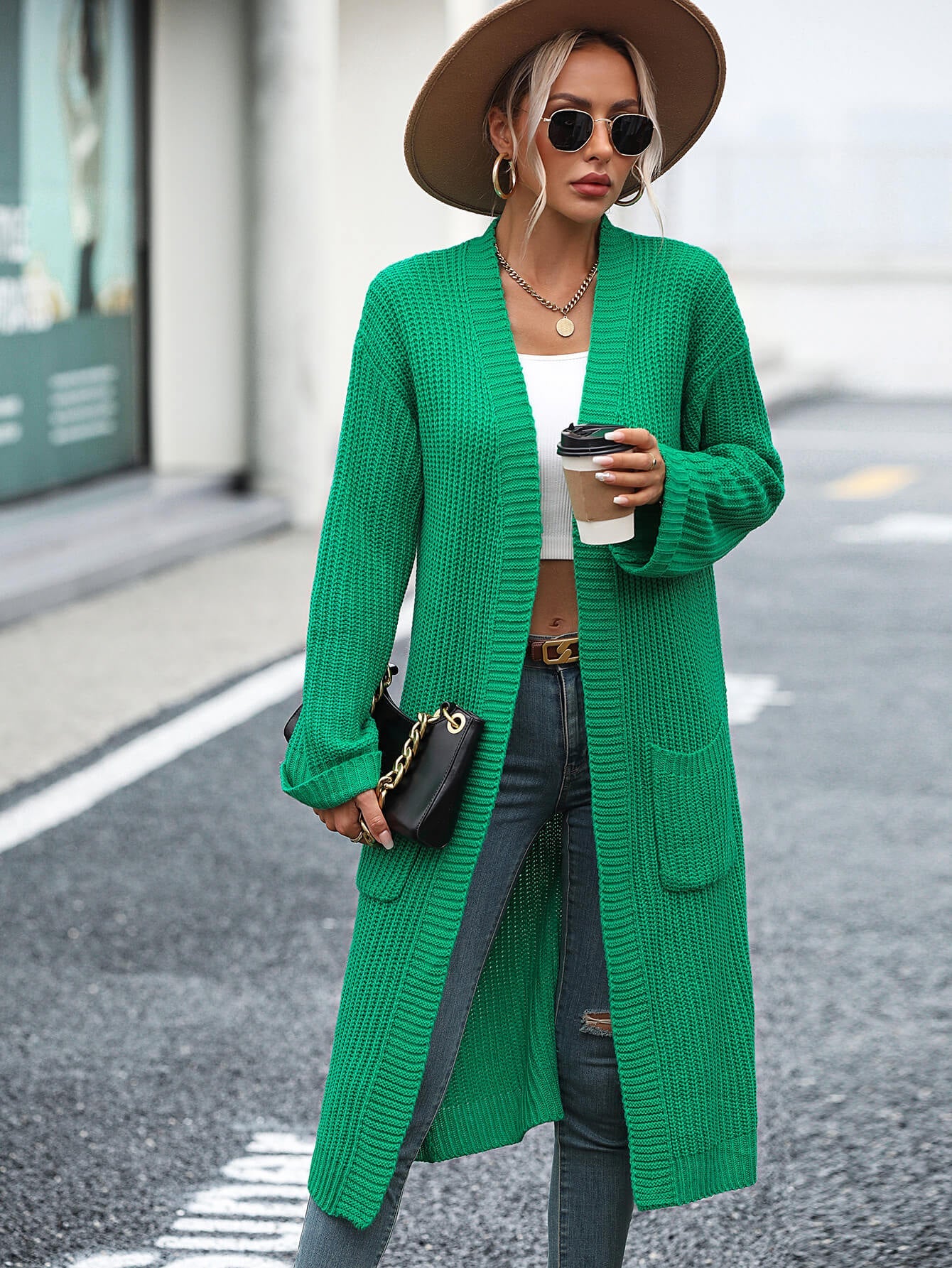 Alexia Pocketed Knit Cardigan - Green