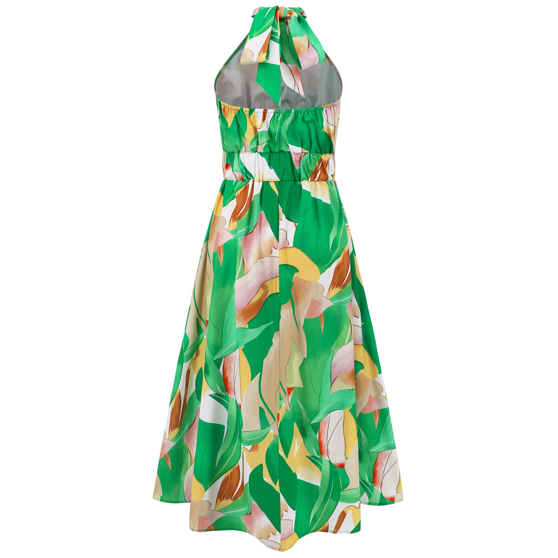 Addison Halter Neck Floral Print Maxi Dress - Green