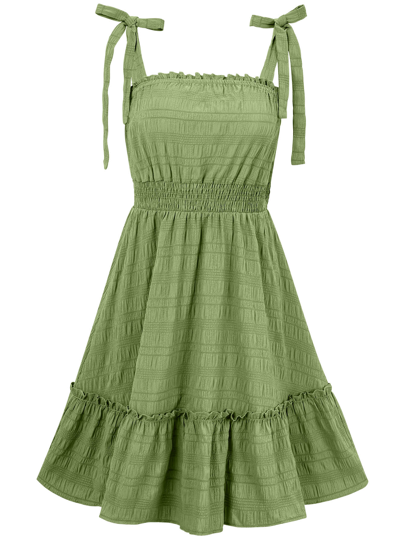 Barbados Shoulder Tie Mini Dress - Green