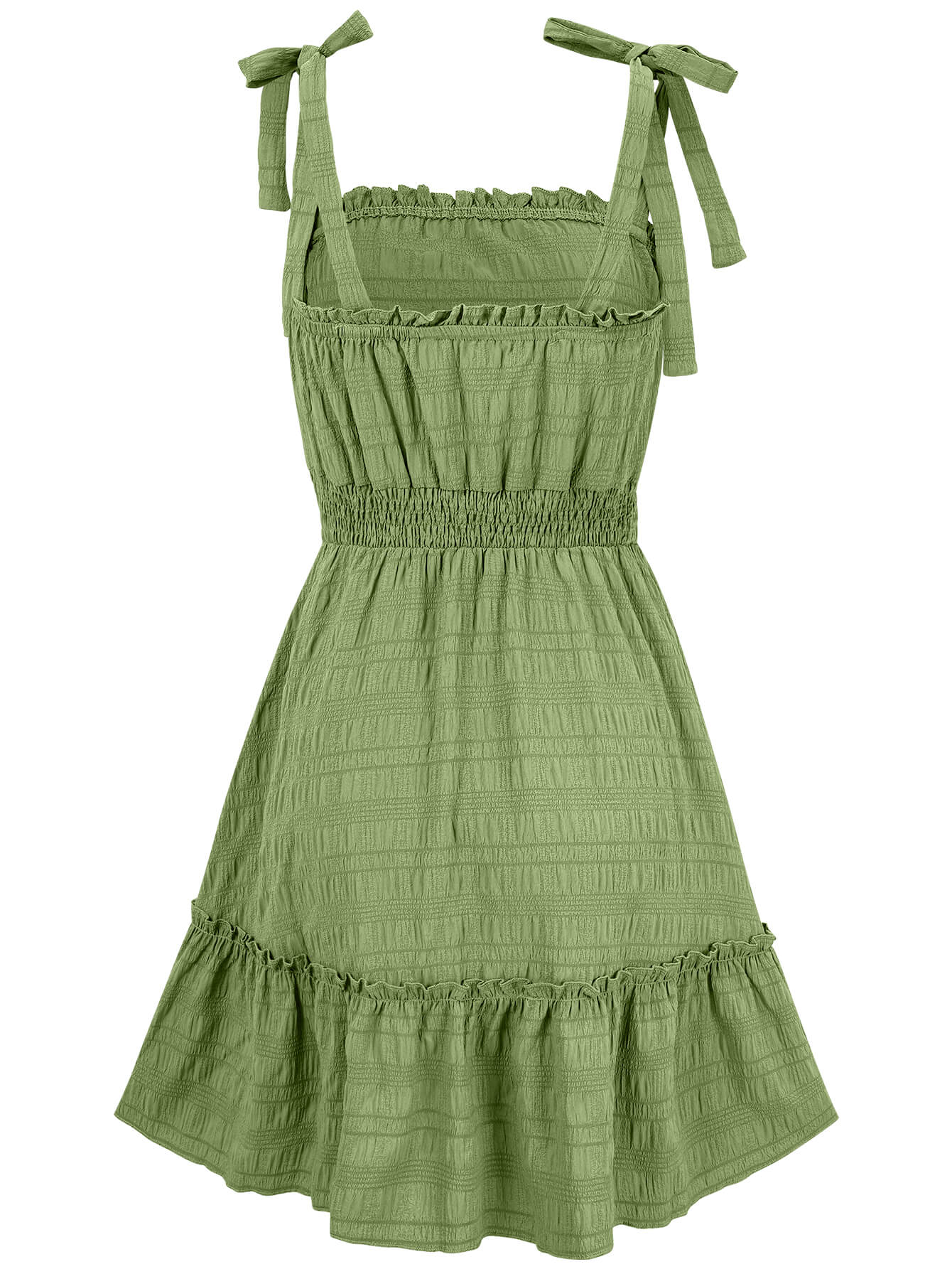 Barbados Shoulder Tie Mini Dress - Green