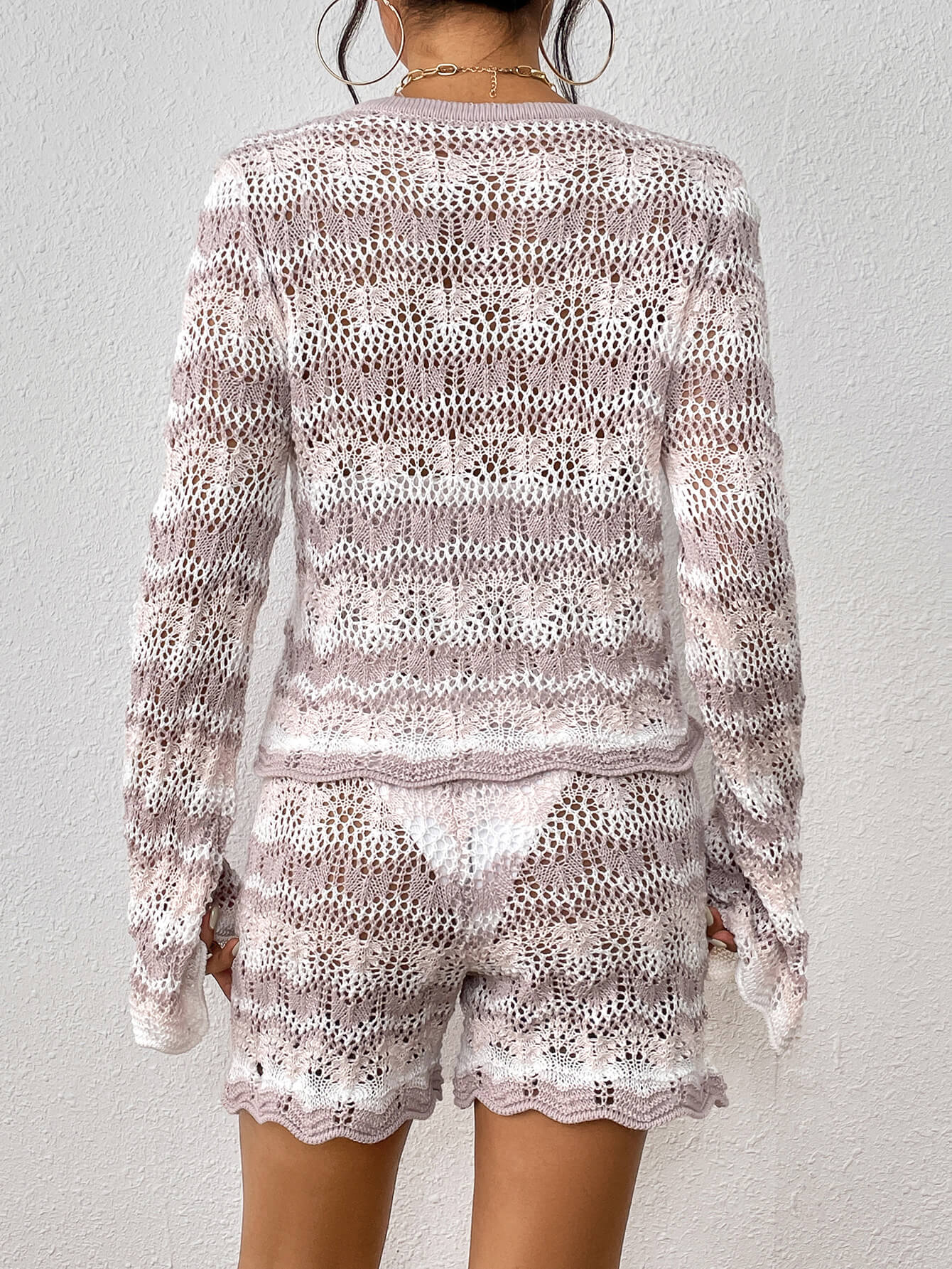 Cali Knit Crochet Matching Set - Grey