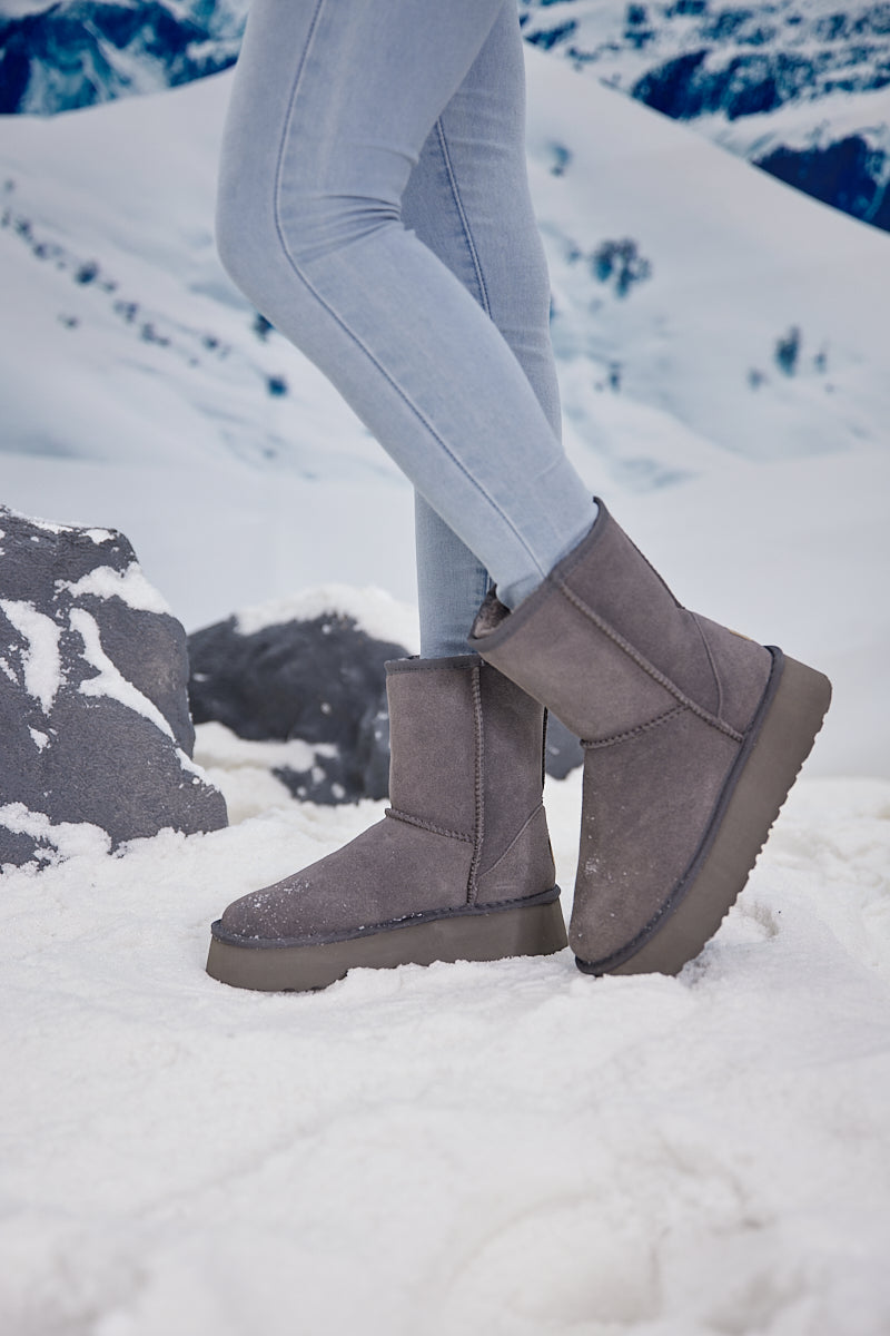 Smaibulun Ugg | Cloud Nine Platform Mini Boots - Grey