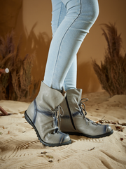 Rumour Has It | Liberty Leather Combat Boots - Grey