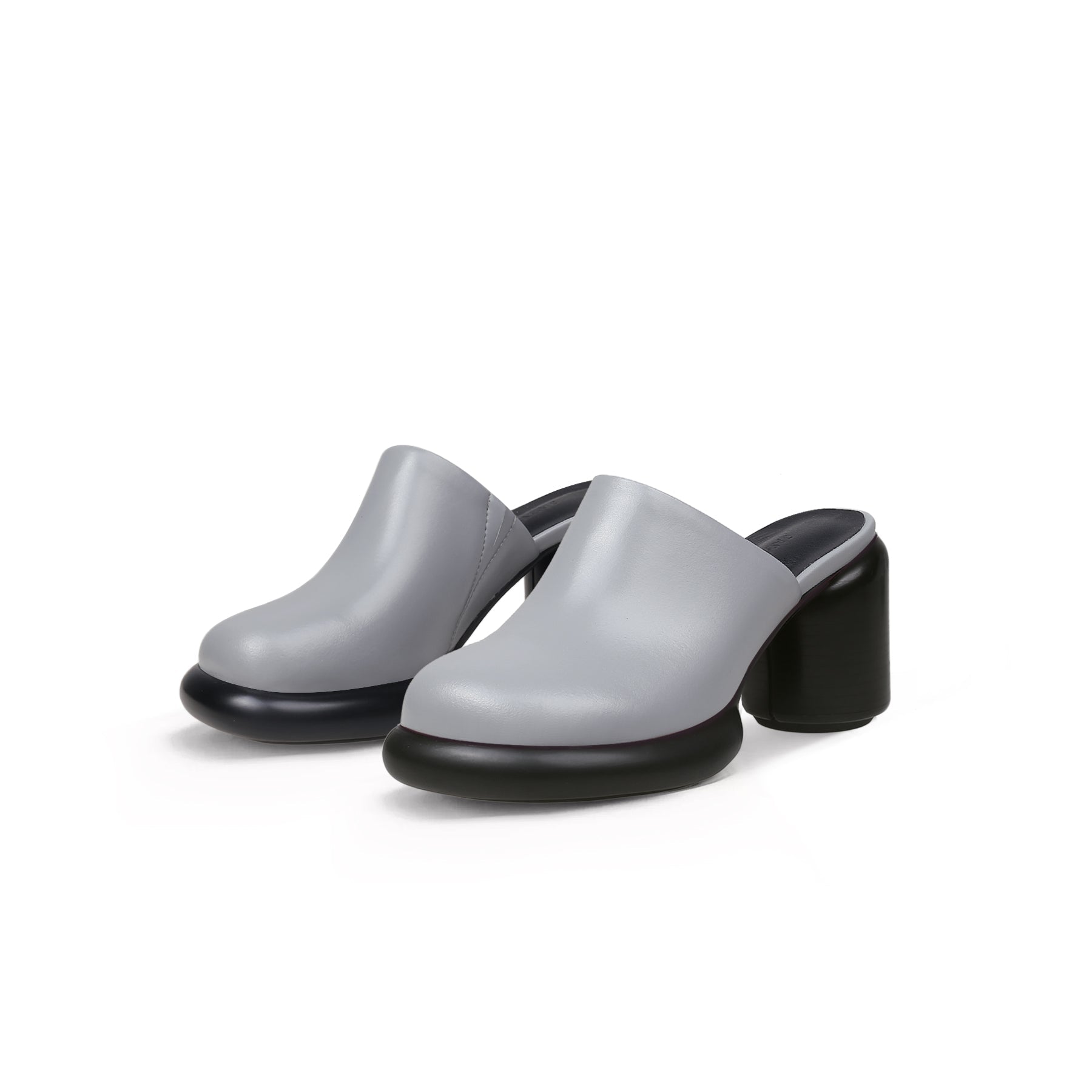 Jady Rose | Confidential Lady Block Heel Leather Mule - Grey