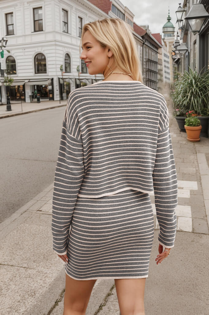 To New Heights Striped Knit Matching Sets