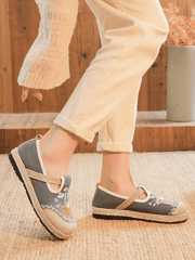 Cactus Rose | Kahului Embroidered Linen Espadrilles - Grey