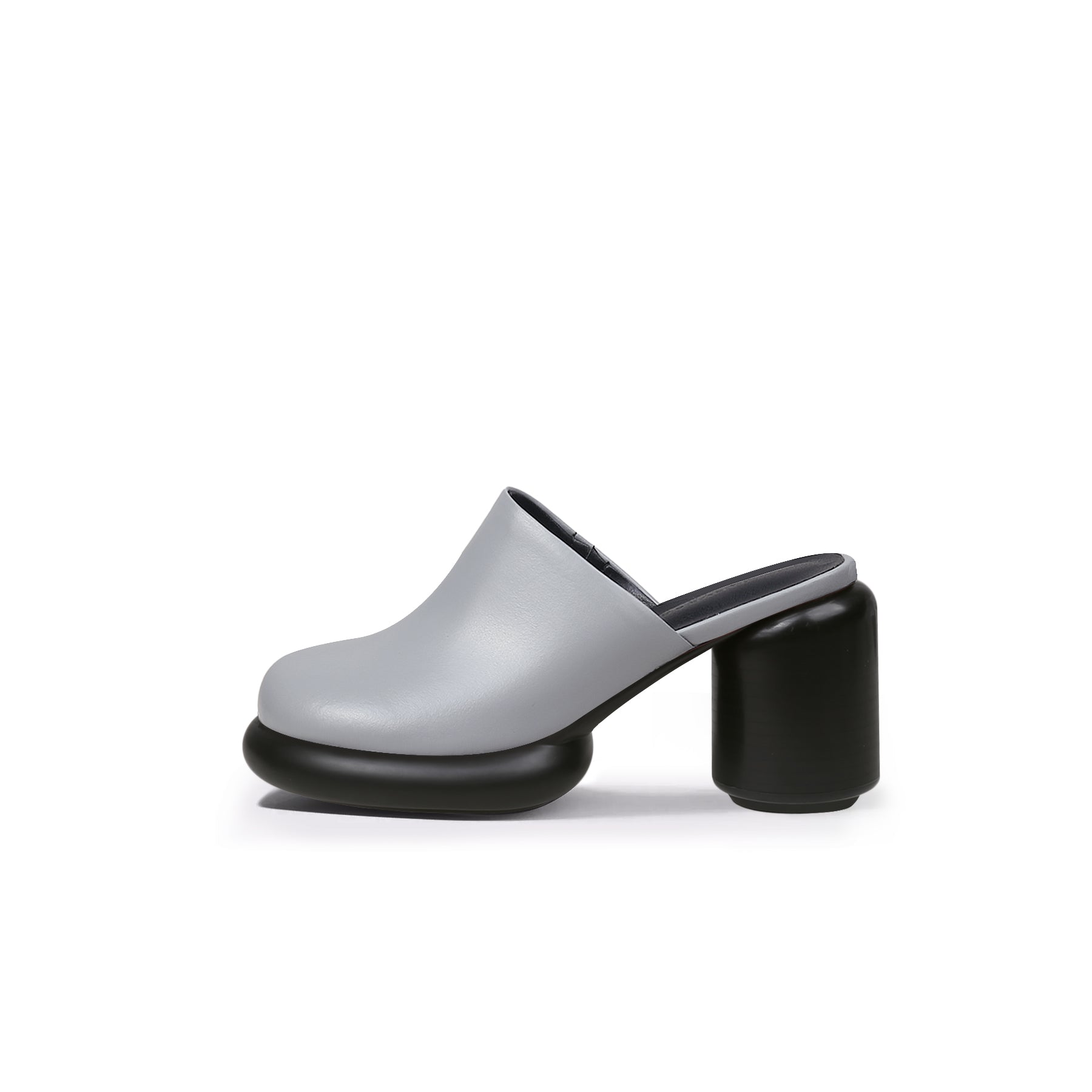 Jady Rose | Confidential Lady Block Heel Leather Mule - Grey