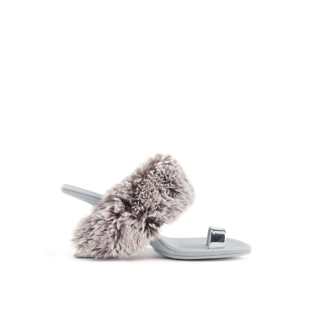 Jady Rose | Vivien Faux Fur Upper Leather Heels - Grey