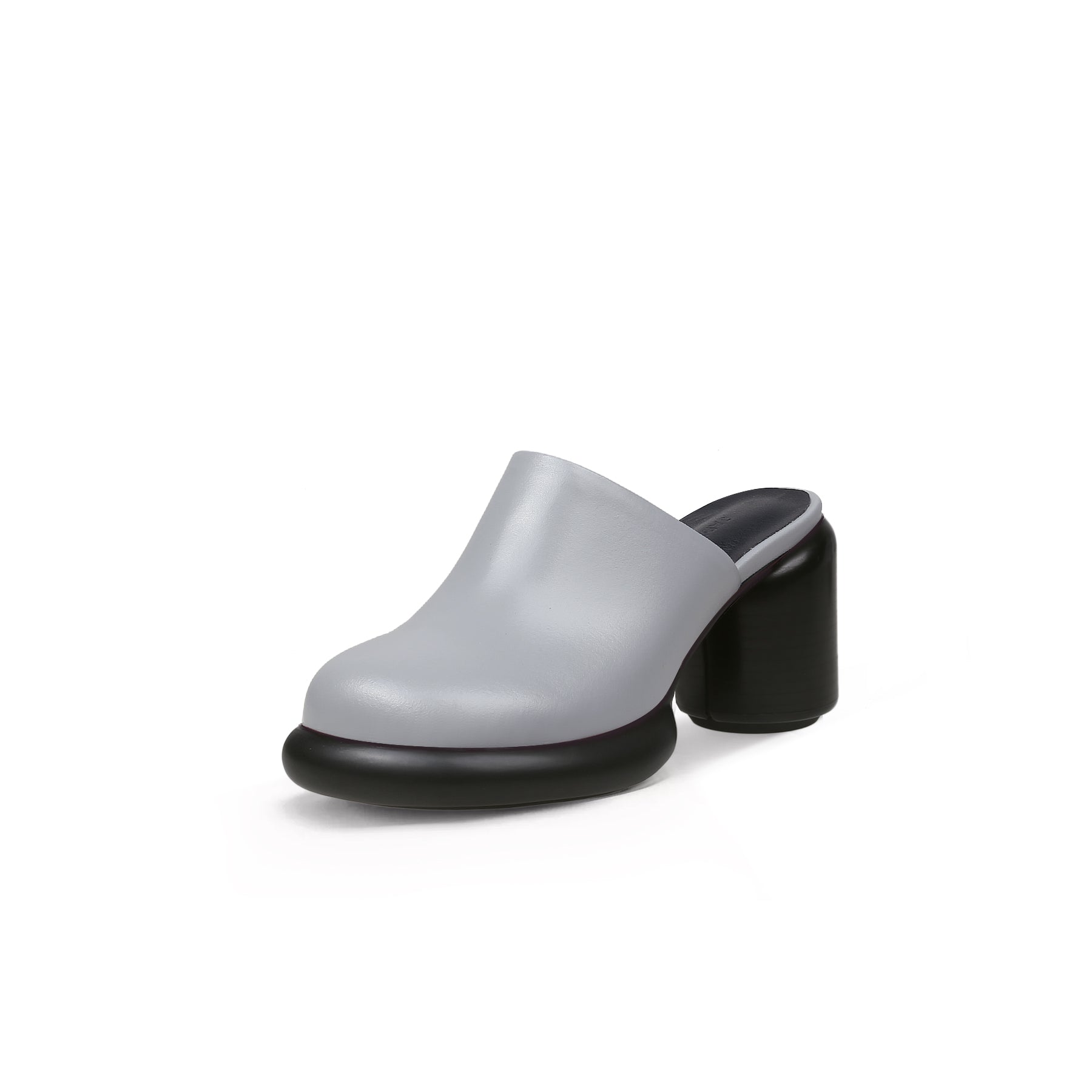 Jady Rose | Confidential Lady Block Heel Leather Mule - Grey