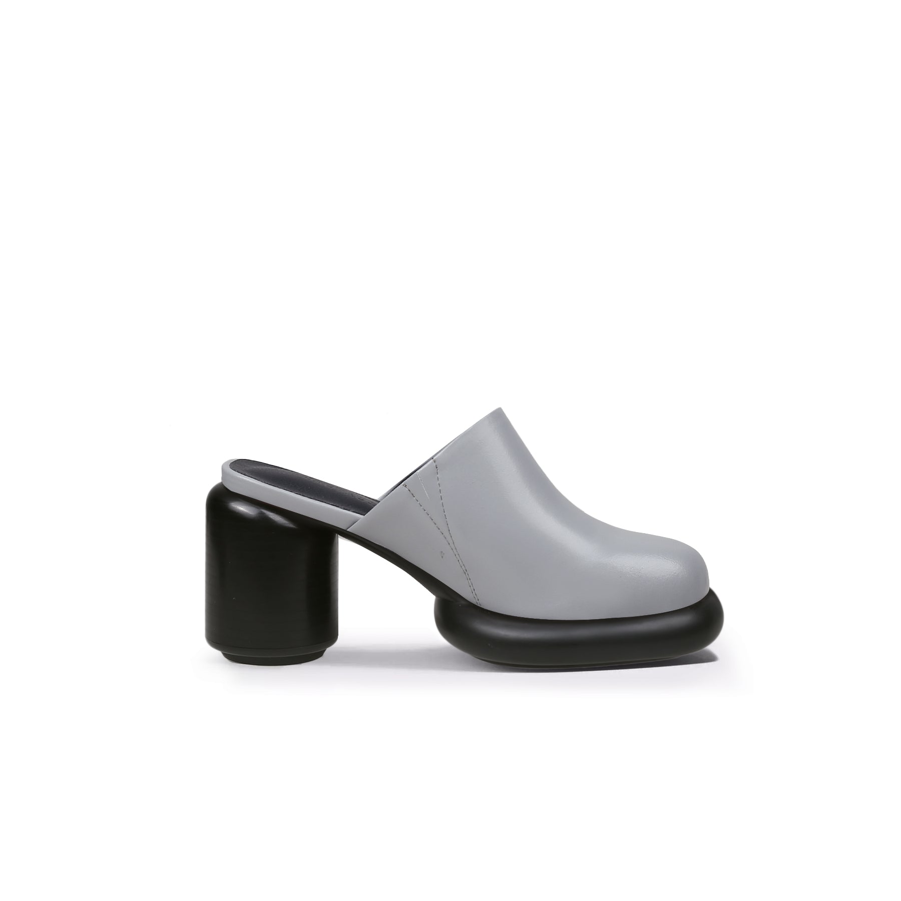 Jady Rose | Confidential Lady Block Heel Leather Mule - Grey