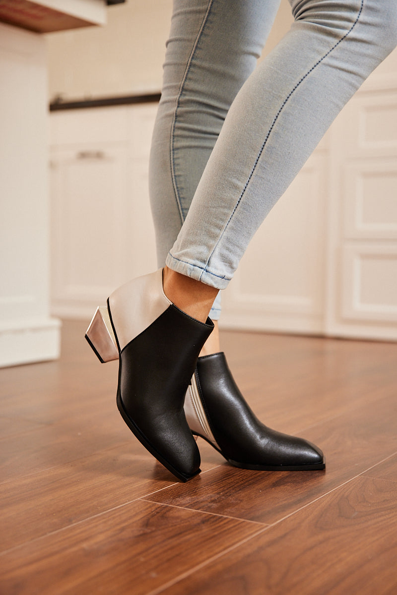 Jady Rose | Jady X Geometry-heel Leather Ankle Boot - Grey