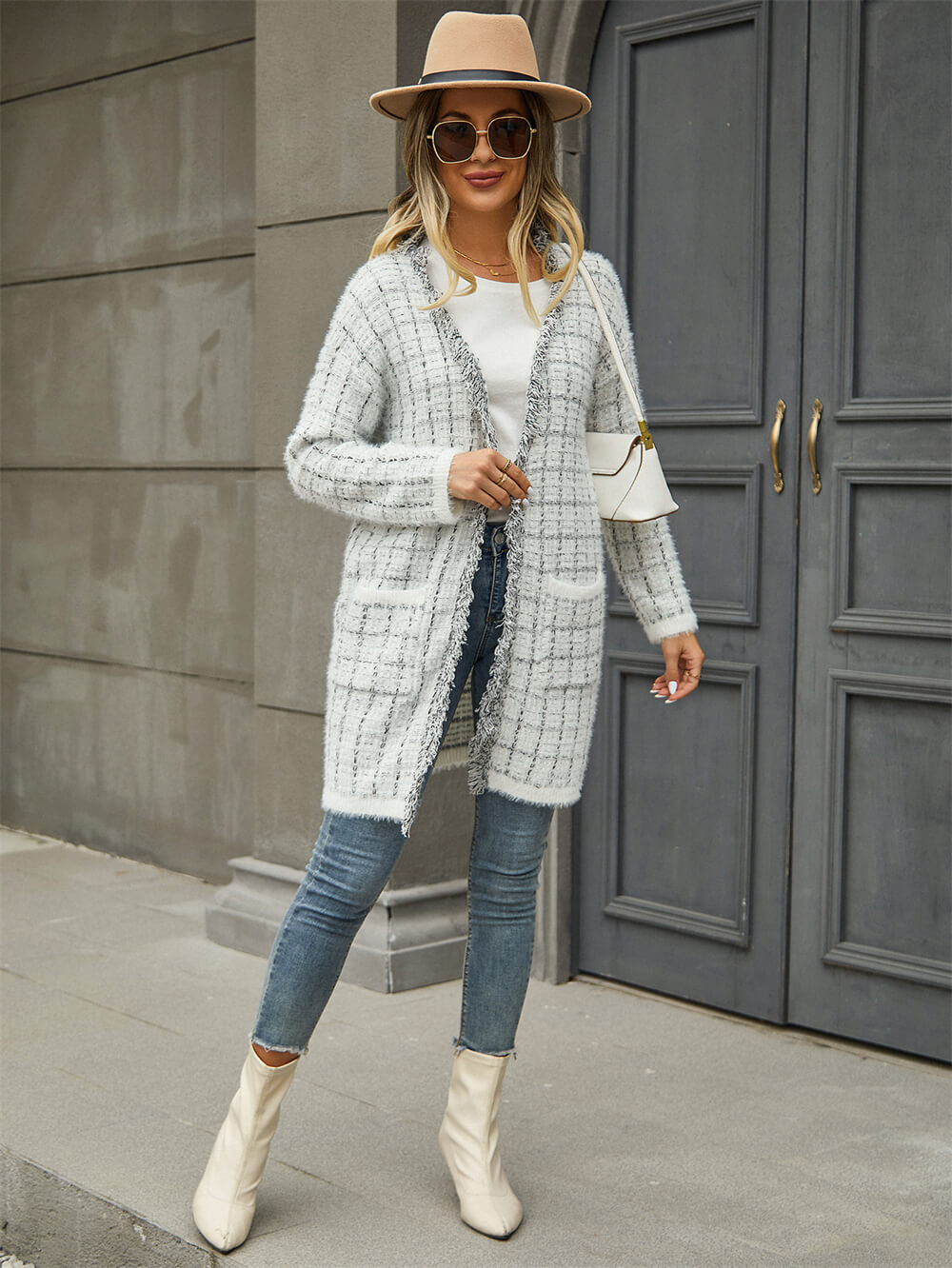 Pate Pocketed Knit Cardigan - Grey